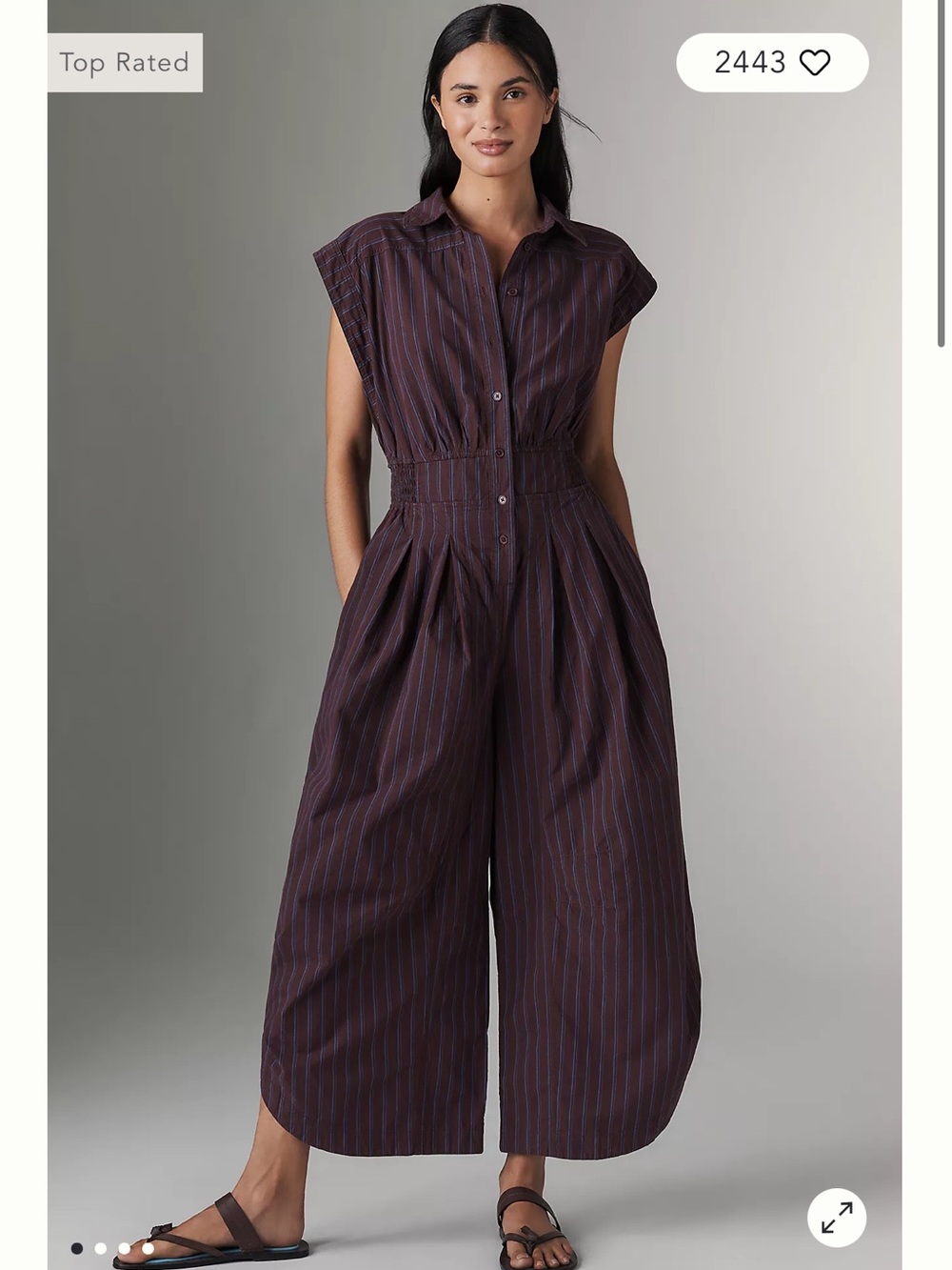 Anthropologie Striped Shirting Parachute Jumpsuit Size medium
